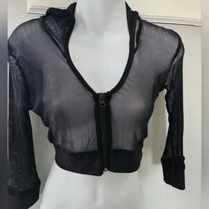 Black Mesh Zip-Up Hodie